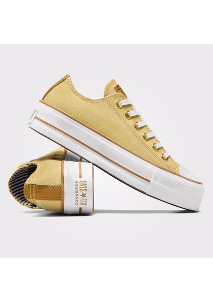 Chuck Taylor All Star Lift Platform Herringbone Stripe Kadın Sarı Sneaker indirimleri