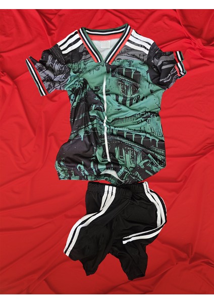 Italya Özel Tasarım Şort Tişört Açık Yeşil Forma - Rönesans Tasarım Çocuk Açık Yeşil Forma