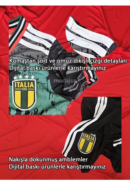 Italya Özel Tasarım Şort Tişört Açık Yeşil Forma - Rönesans Tasarım Çocuk Açık Yeşil Forma fiyatları