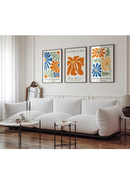 Flowers 3'lü Çerçevesiz Poster, Modern Dekoratif Çerçevesiz Poster, Tablo fiyatları