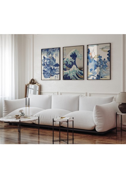 Japon Art 3'lü Çerçevesiz Poster, Modern Dekoratif Çerçevesiz Poster, Tablo fiyatları