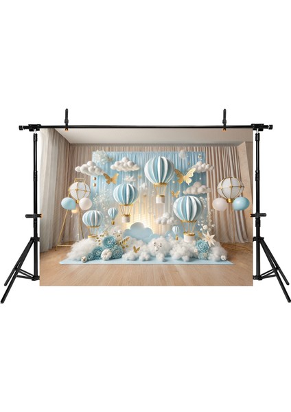 Gökyüzü ve Balon Temalı 200X150CM Arka Plan Stüdyo Fonu