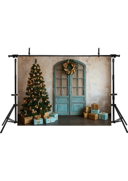 Rustik Noel: Nostaljik Kapı ve Çam Ağacı Arka Planı 200X150CM Stüdyo Fonu fiyatları
