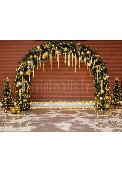 Altın Parıltılarla Süslenmiş 200X150CM Yılbaşı Arka Plan Stüdyo Fonu
