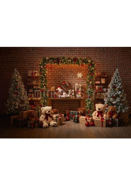 Oyuncak Ayılar ve Noel Köşesi Temalı 200X150CM Arka Plan Stüdyo Fonu