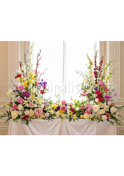 Zarif Çiçek Aranjmanlarıyla 200X150CM Romantik Arka Plan Stüdyo Fonu