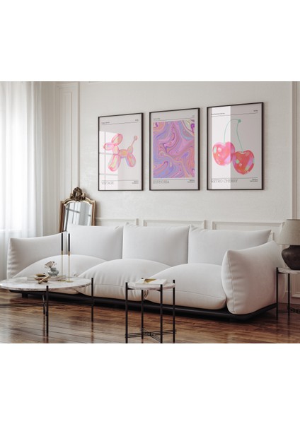 Retro Wall Art 3'lü Çerçevesiz Poster, Modern Dekoratif Çerçevesiz Poster, Tablo fiyatları