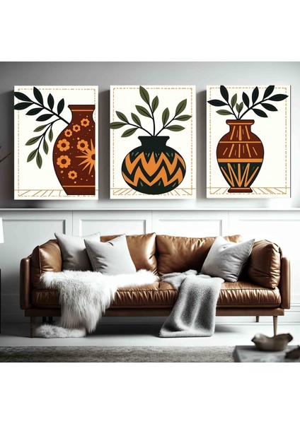 Matisse - Boho - Art Deco - Soyut - Doğa ( 3 Lü Çerçevesiz ) Poster - Afiş - Tablo KR2C00183/