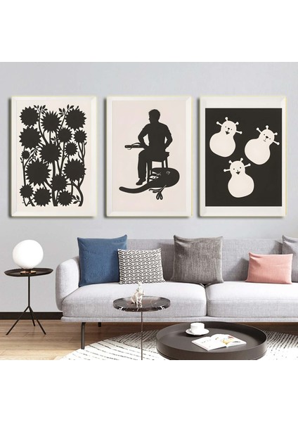 Matisse - Boho - Art Deco - Soyut - Doğa ( 3 Lü Çerçevesiz ) Poster - Afiş - Tablo KR2C00702/
