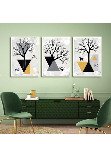 Matisse - Boho - Art Deco - Soyut - Doğa ( 3 Lü Çerçevesiz ) Poster - Afiş - Tablo KR2C00277/