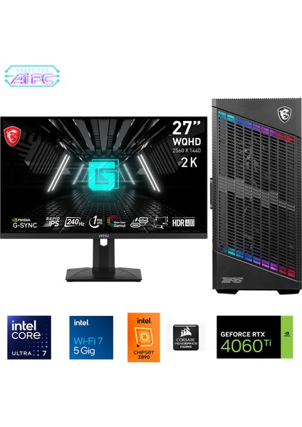 Go Gamer UFE14D Plus Intel Ultra 7 265KF Z890 64GB Ddr5 6000MHZ 2tb Gen4 SSD RTX4060TI 16GB 360MM Sıvı Soğutma Windows 11 Pro Msı 27" 2k Gaming