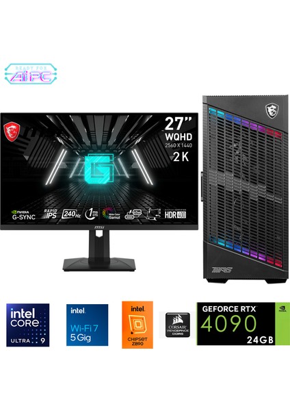 UFE42D Plus Intel Ultra 9 285K Z890 128GB Ddr5 6000MHZ 2tb Gen4 SSD RTX4090 360MM Sıvı Soğutma Windows 11 Pro Msı 27" 2k Gaming