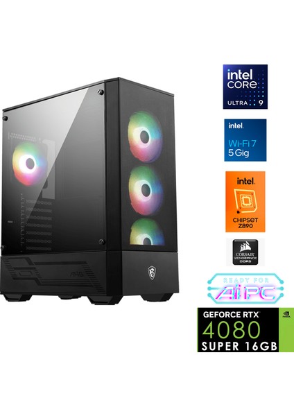 UFE35 Intel Ultra 9 285K Z890 32GB Ddr5 6000MHZ 1tb Gen4 SSD RTX4080 Super 240MM Sıvı Soğutma Windows 11 Pro