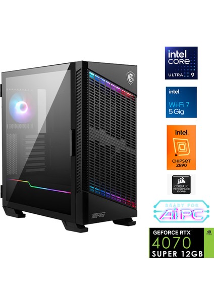 UFE30 Plus Intel Ultra 9 285K Z890 64GB Ddr5 6000MHZ 2tb Gen4 SSD RTX4070 Super 240MM Sıvı Soğutma Windows 11 Pro