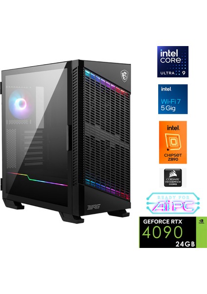 UFE41D Plus Intel Ultra 9 285K Z890 64GB Ddr5 6000MHZ 4tb Gen4 SSD RTX4090 360MM Sıvı Soğutma Windows 11 Pro Msı 27" 2k Gaming