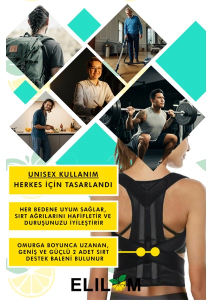 Dik Duruş Korsesi - Çift Balenli, Duruş Destekleyici, Günlük ve Spor Kullanıma Uygun (Ceku)
