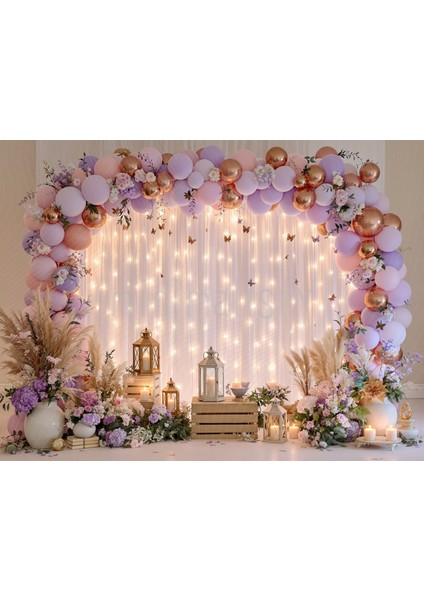 Büyüleyici Dekorasyon: Pastel Balonlar ve Işıltılı Fon Arka Planı 200X150CM Stüdyo Fonu