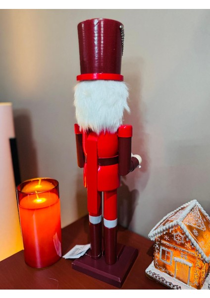 Kurşun Asker 50 cm Özel Ahşap Kırmızı Fındıkkıran Nutcracker Yılbaşı Figürü fiyatları