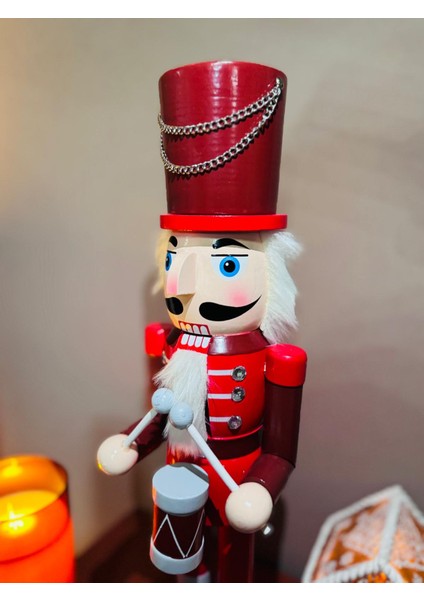 Kurşun Asker 50 cm Özel Ahşap Kırmızı Fındıkkıran Nutcracker Yılbaşı Figürü modelleri