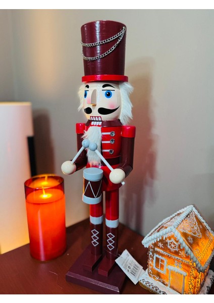 Kurşun Asker 50 cm Özel Ahşap Kırmızı Fındıkkıran Nutcracker Yılbaşı Figürü fırsatları