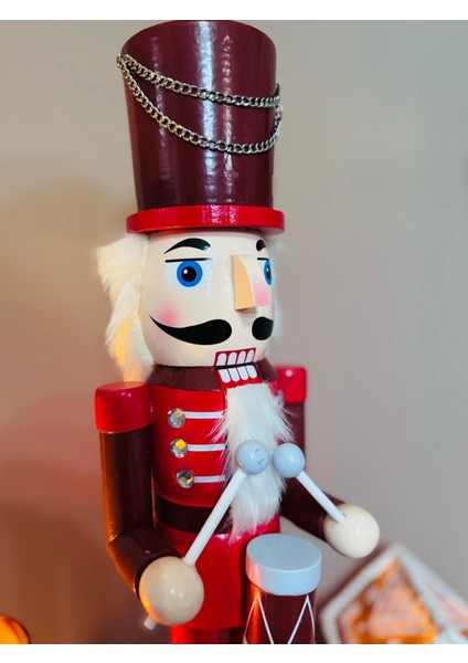 Kurşun Asker 50 cm Özel Ahşap Kırmızı Fındıkkıran Nutcracker Yılbaşı Figürü indirimleri
