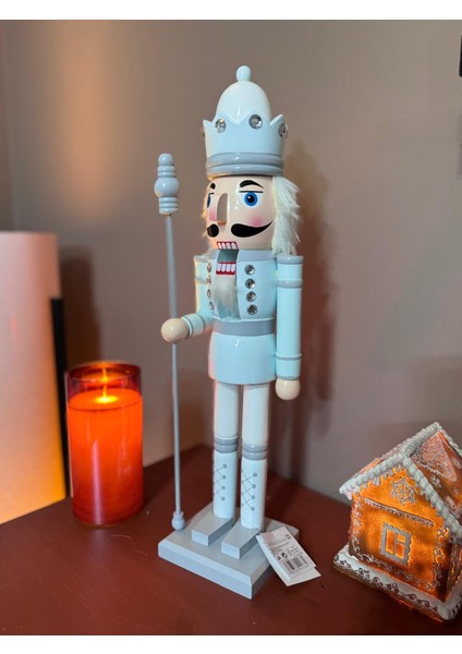 Kurşun Asker 50 cm Özel Ahşap Kırmızı Fındıkkıran Nutcracker Yılbaşı Figürü