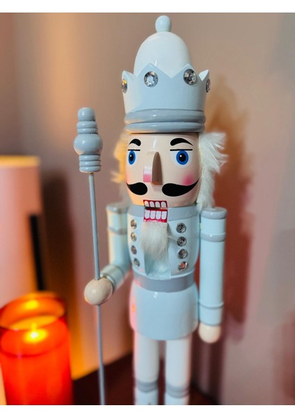 Kurşun Asker 50 cm Özel Ahşap Kırmızı Fındıkkıran Nutcracker Yılbaşı Figürü