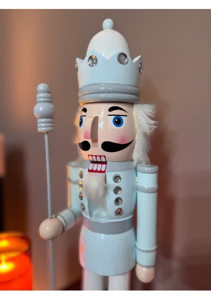Kurşun Asker 50 cm Özel Ahşap Kırmızı Fındıkkıran Nutcracker Yılbaşı Figürü