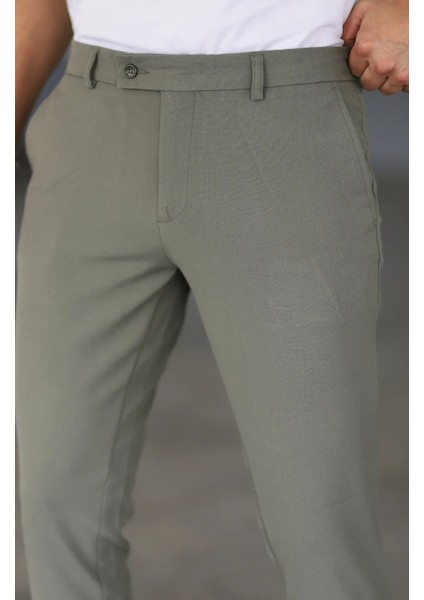 Erkek Haki Italyan Kesim Slim Fit Kaliteli Esnek Likralı Bilek Boy Kumaş Pantolon fiyatları