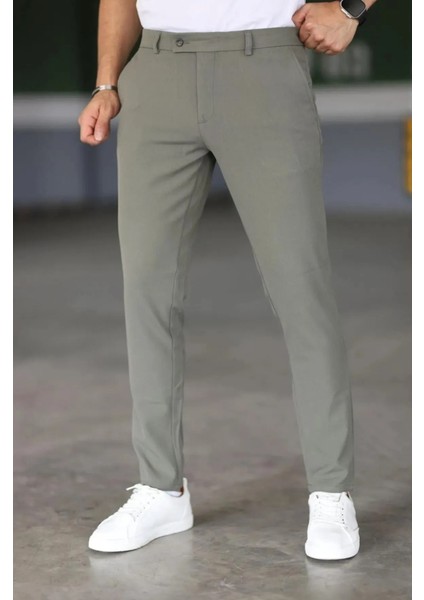 Erkek Haki Italyan Kesim Slim Fit Kaliteli Esnek Likralı Bilek Boy Kumaş Pantolon modelleri