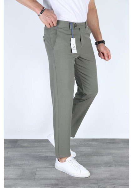Erkek Haki Italyan Kesim Slim Fit Kaliteli Esnek Likralı Bilek Boy Kumaş Pantolon fırsatları