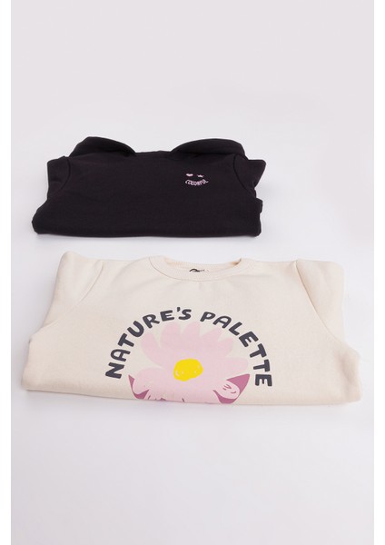 Kız Çocuk 2'li Paket Basic Sweatshirt