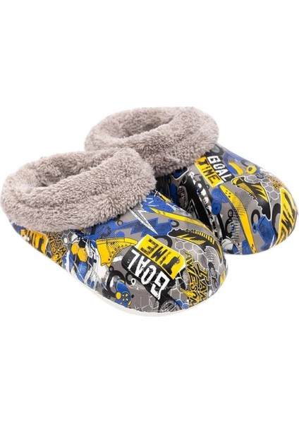 İçi Kürklü Dışı Eva Çocuk Ev Kreş Okul Sokak Terlik GRİ