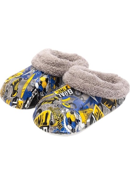 İçi Kürklü Dışı Eva Çocuk Ev Kreş Okul Sokak Terlik GRİ