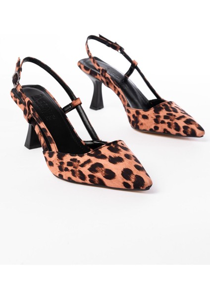 Ceylinmoda ST-002 Leopar Günlük 7 cm Topuklu Bayan Ayakkabı