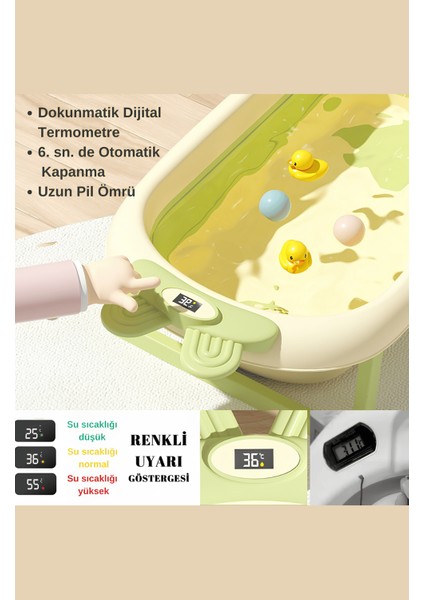 Katlanabilir Termometreli Bebek Küveti ve Filesi Yazlık Bebek Havuzu modelleri