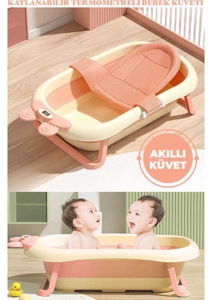 Katlanabilir Termometreli Bebek Küveti ve Filesi Yazlık Bebek Havuzu