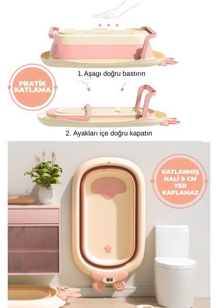 Katlanabilir Termometreli Bebek Küveti ve Filesi Yazlık Bebek Havuzu modelleri