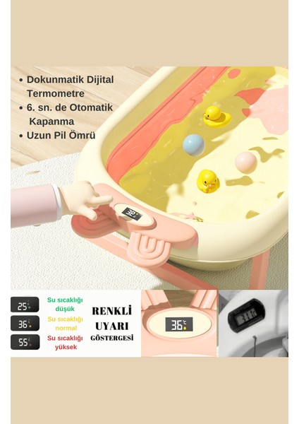 Katlanabilir Termometreli Bebek Küveti ve Filesi Yazlık Bebek Havuzu fırsatları