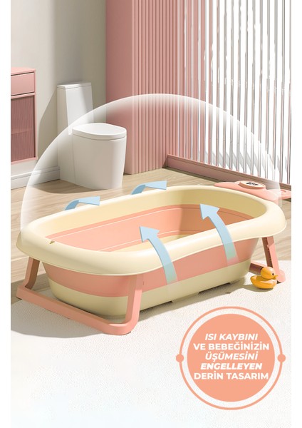 Katlanabilir Termometreli Bebek Küveti ve Filesi Yazlık Bebek Havuzu