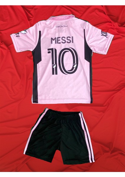 Pembe Messi 10 Tişört Şort Çocuk Takım - Kaliteli Pembe Messi Çocuk Alt Üst Forma