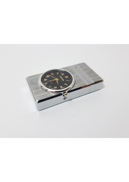 Metal Saatli Çakmak Cep Saati ve Çakmak 7x3.5x1 cm