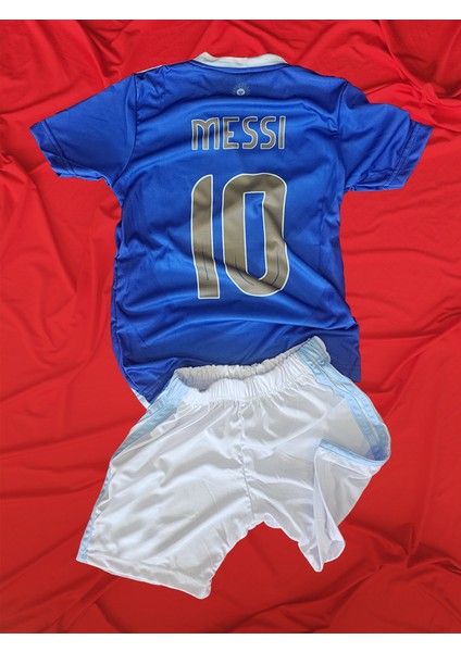 Mavi Messi 10 Arjantin Tişört Şort Çocuk Takım - Kaliteli Messi Çocuk Alt Üst Forma