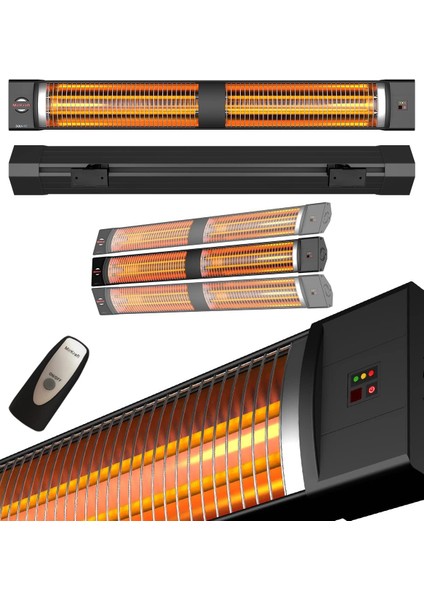 Square 2800 Watt Elektrikli Isıtıcı, IP45, LED Gösterge, Uzaktan Kumandalı Duvar Isıtıcısı (Square)
