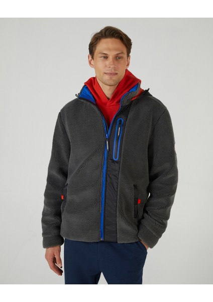 M Outdoor Fleece Full Zip Sherpa Erkek Gri Sweatshirt S242039-035