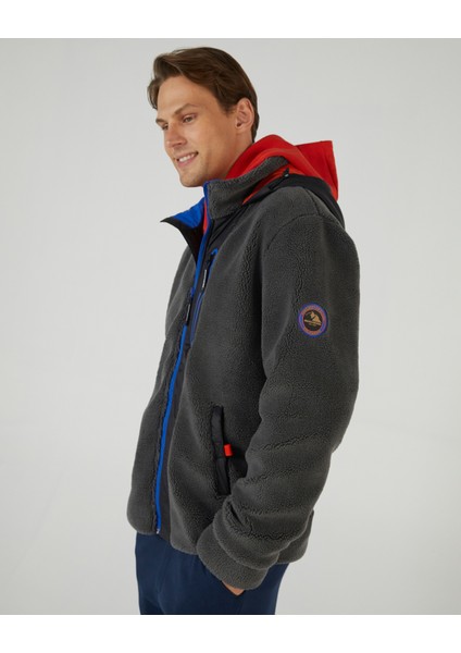 M Outdoor Fleece Full Zip Sherpa Erkek Gri Sweatshirt S242039-035 modelleri