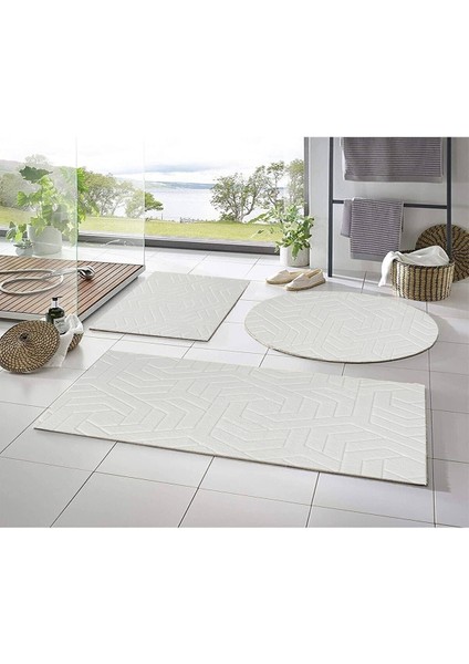 Lüx Armoni Embos 3'lü Banyo Halısı Klozet Takımı -- 50X90--50X60--50X50(YUVARLAK)