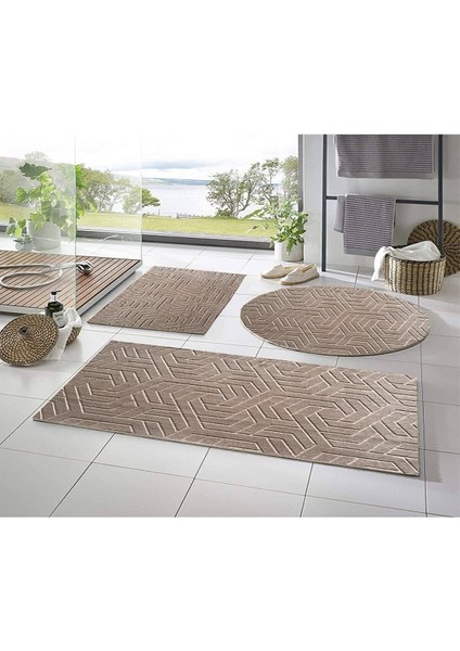 Lüx Armoni Embos 3'lü Banyo Halısı Klozet Takımı -- 50X90--50X60--50X50(YUVARLAK)