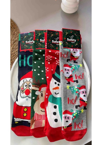 Unisex Yılbaşı Soket Çorap Seti 4 Çift
