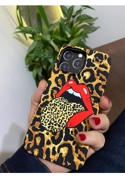 iPhone 15 Pro Uyumlu Fosforlu Özel Dokulu Leopar Desenli Silikon Kılıf